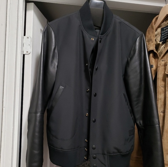 coach leather baseball jacket